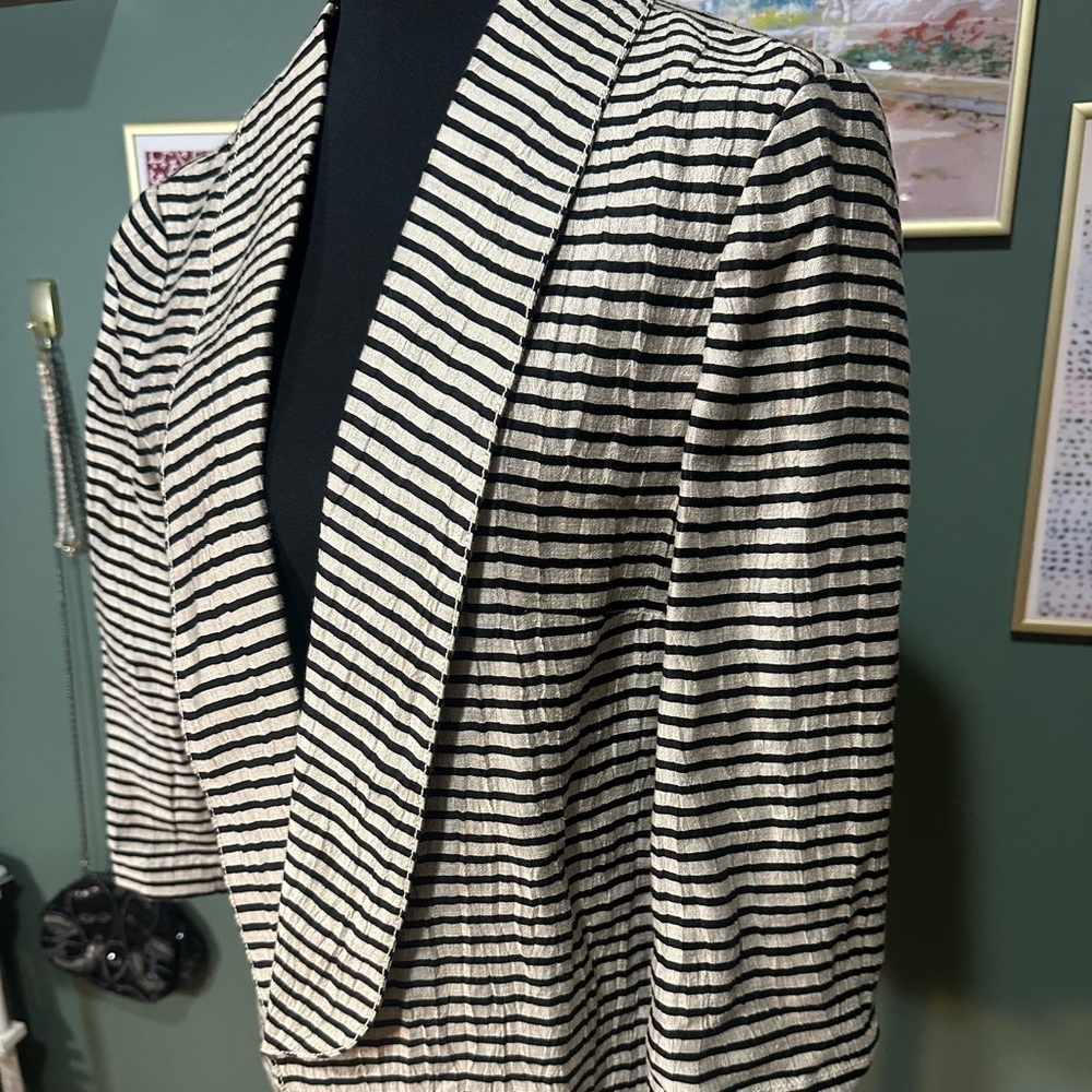 LOFT Linen Black and Grey Striped Blazer size 2
